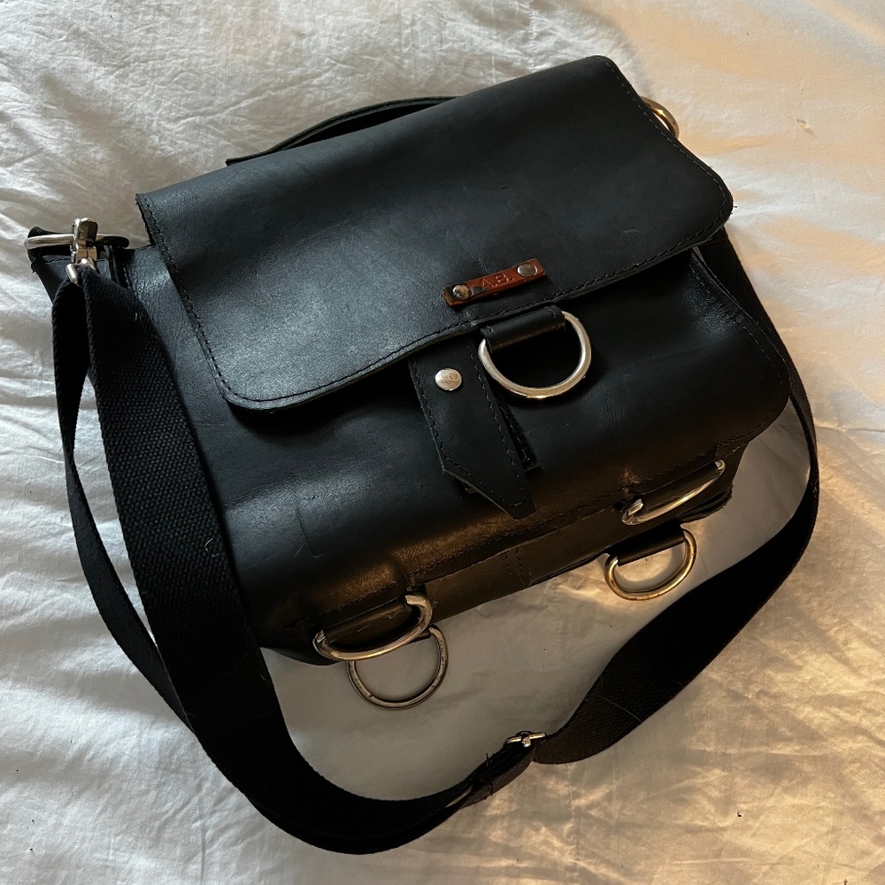Cooper River Camera Bag Black Leather 14"
